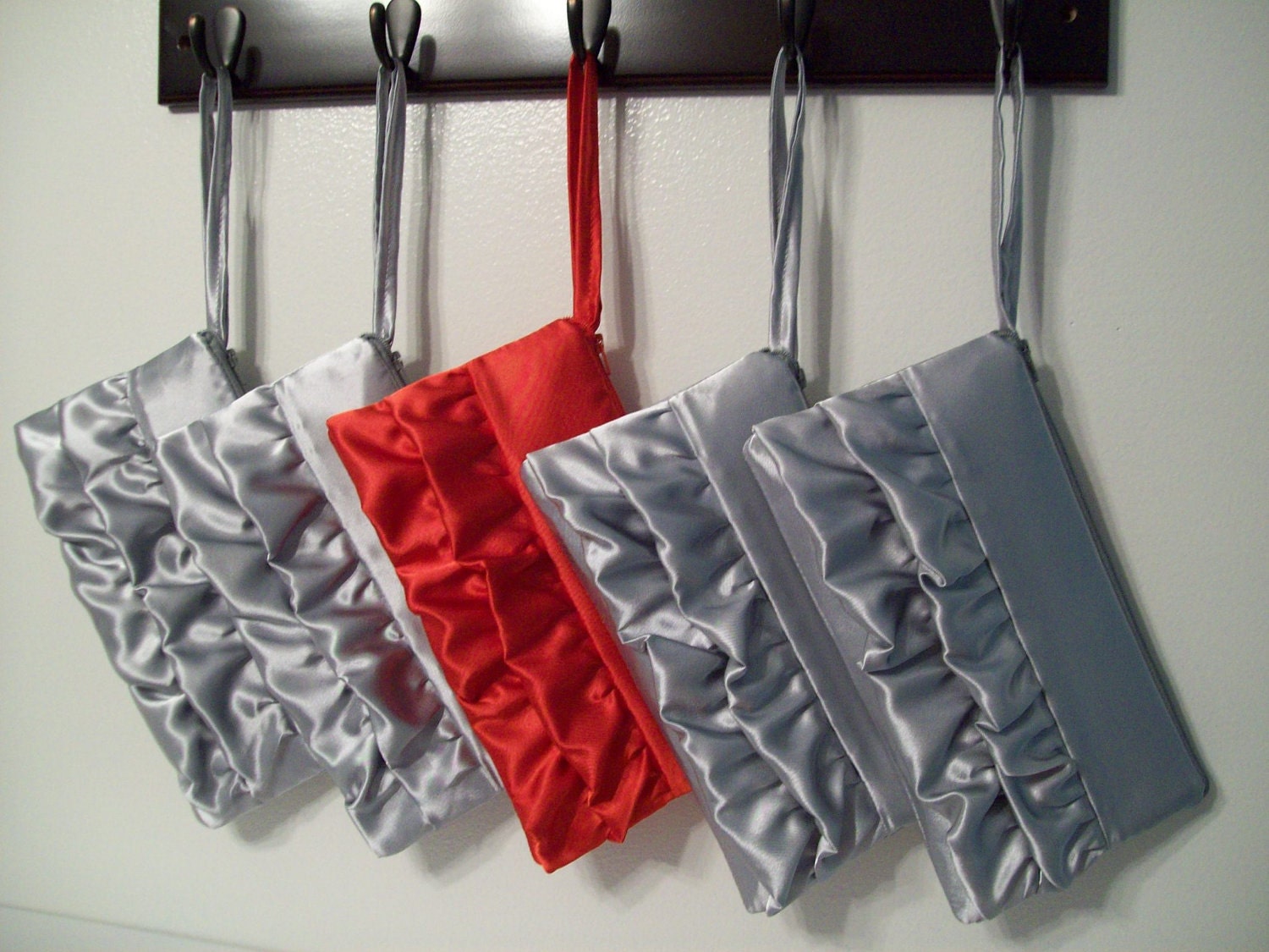 Ruffle Clutch (choose colors) Monogram available- Bridesmaid gifts, bridesmaids wristlets, bridal bags, purse, wedding party