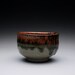 matcha chawan - tea bowl with green celadon and iron red glazes