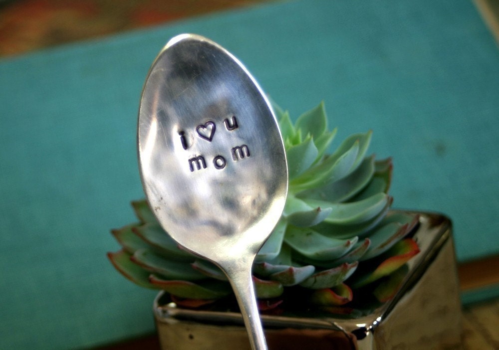 I Heart You Mom Stamped Garden Marker