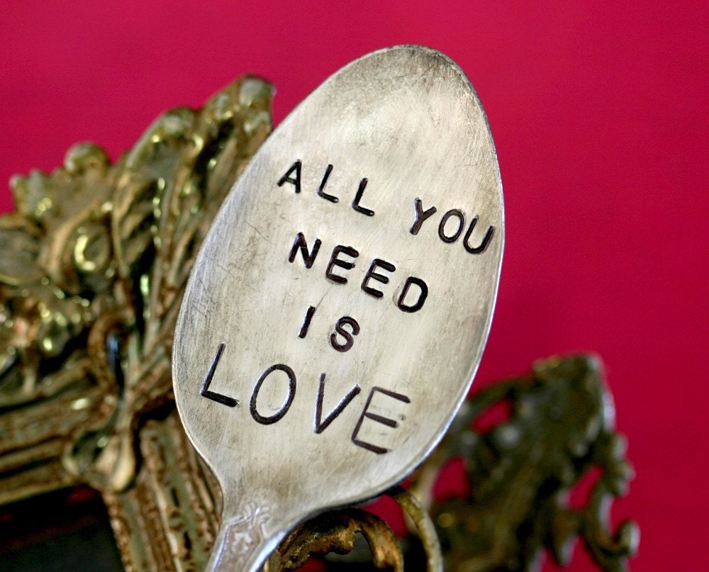 All You Need Is Love Vintage Silverware Marker Upcycled Recycled Plant Stake (E0169)