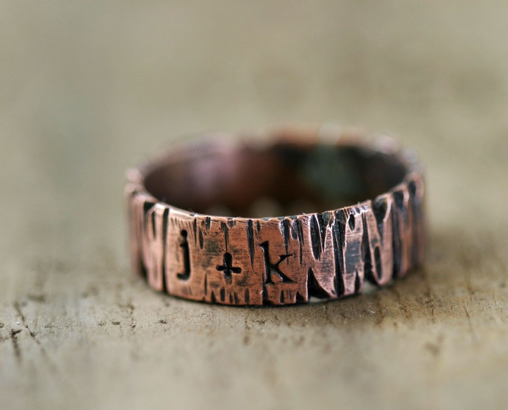 Custom Personalized Band Ring Tree Bark Redwood Tree (E0186)