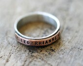 Copper and sterling silver personalized mixed metal ring (E0180)