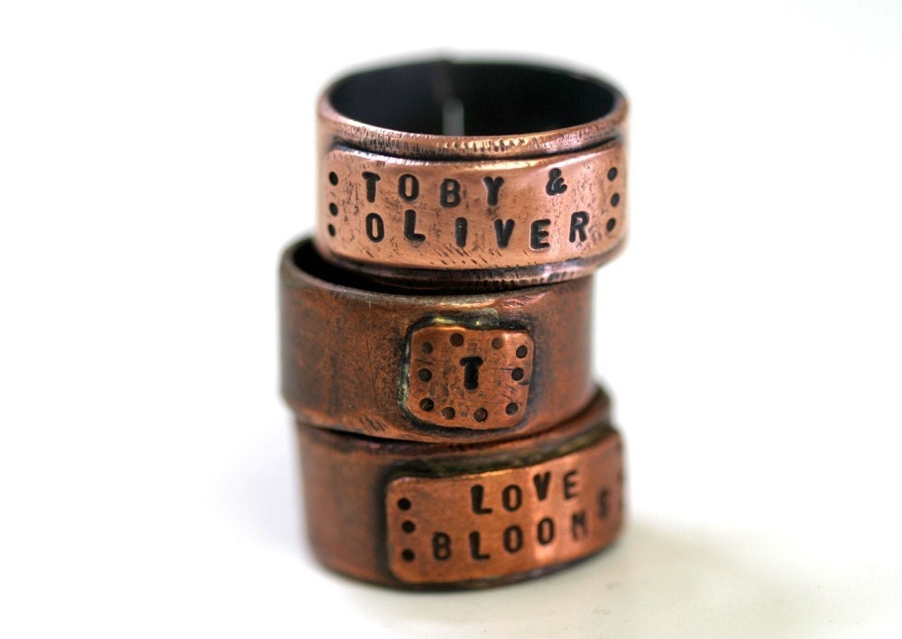 Wide Copper Band Ring Personalized