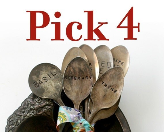 Custom Set Vintage Silverware Garden Marker Herb Stakes