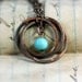 Copper Ring Necklace with Vintage Baby Blue Bead