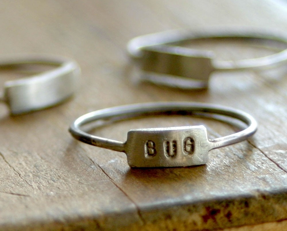 Custom Hand Stamped Silver Name Ring