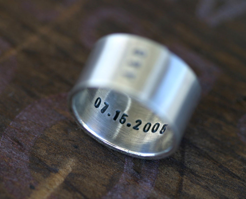 Personalized Initials Sterling Silver Band Ring Mens