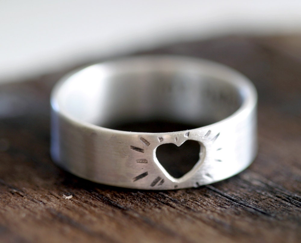 Heart Ring Cutout Copper Band (E0198)