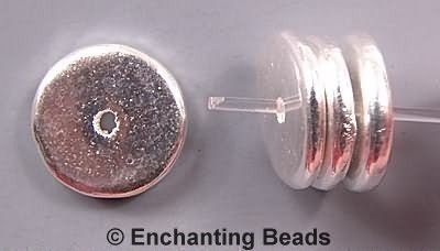 Greek Ceramic 13mm Disk Beads Silver-plated 16075