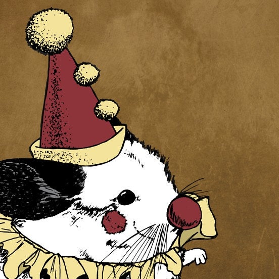 Opera Clown Chinchilla 8x8 Giclee Illustration Print - Paolo the Clownchilla