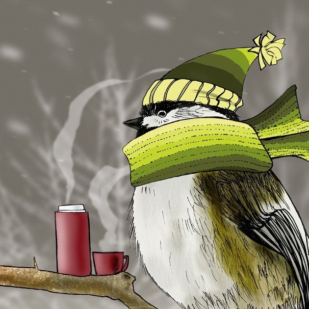 Chilladee the Chickadee 5x7 Giclee Illustration Print