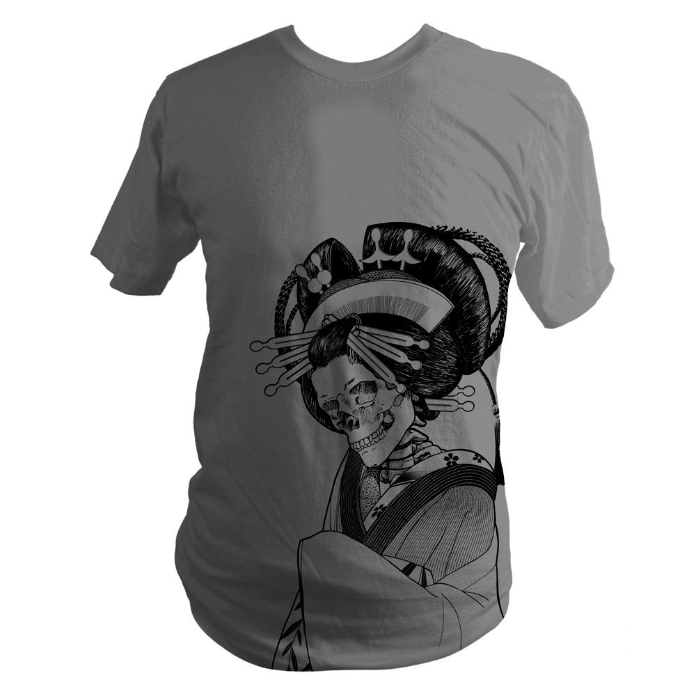 Asphalt Grey Japanese Oiran Summer T-Shirt Sizes S M L