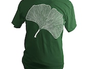 Forest Green Ginkgo Leaf Summer T-Shirt Size S