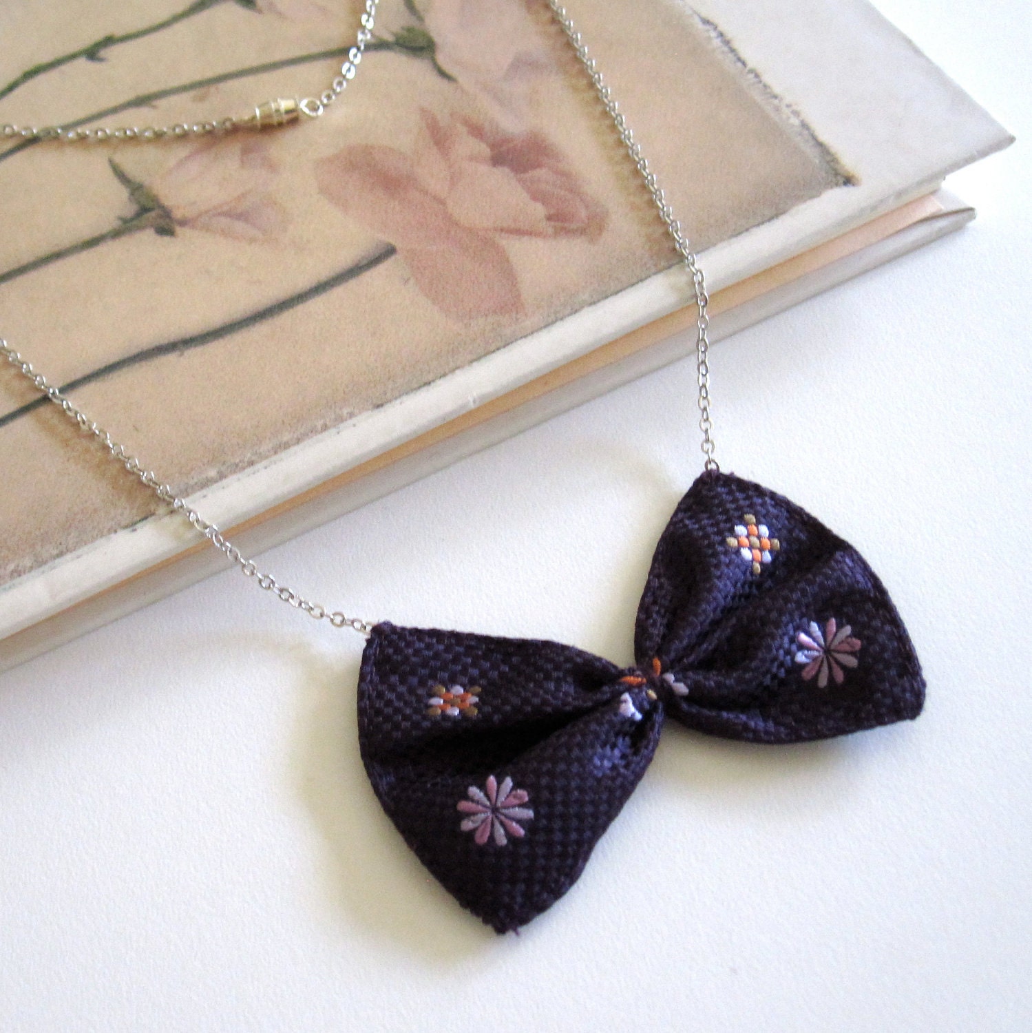 Silk Bow Tie Necklace
