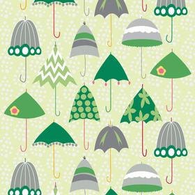 Riley Blake C4010 Green Rainy Days and Mondays Retro Umbrellas