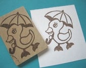 Spring Duck Hand Carved Rubber Stamp