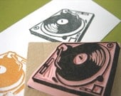 DJ Turntable Hand Carved Rubber Stamp