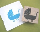 Baby Pram Rubber Stamp Stroller Hand Carved