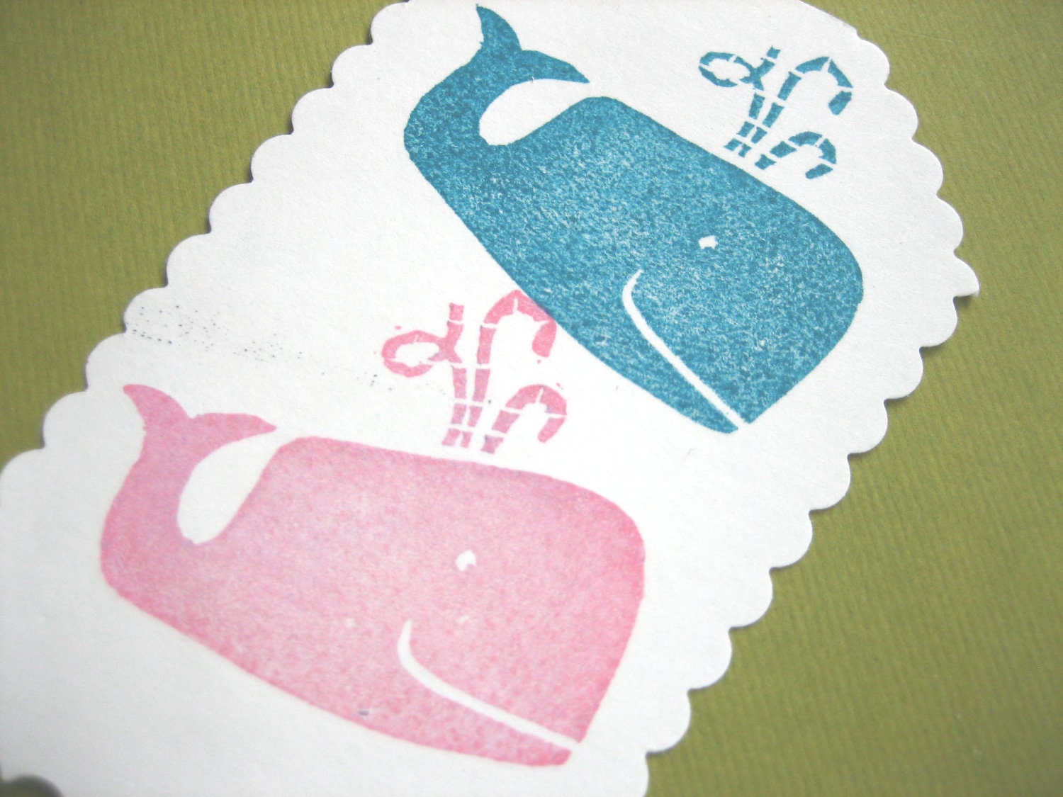 Whale Hand Carved Rubber Stamp, Design 2