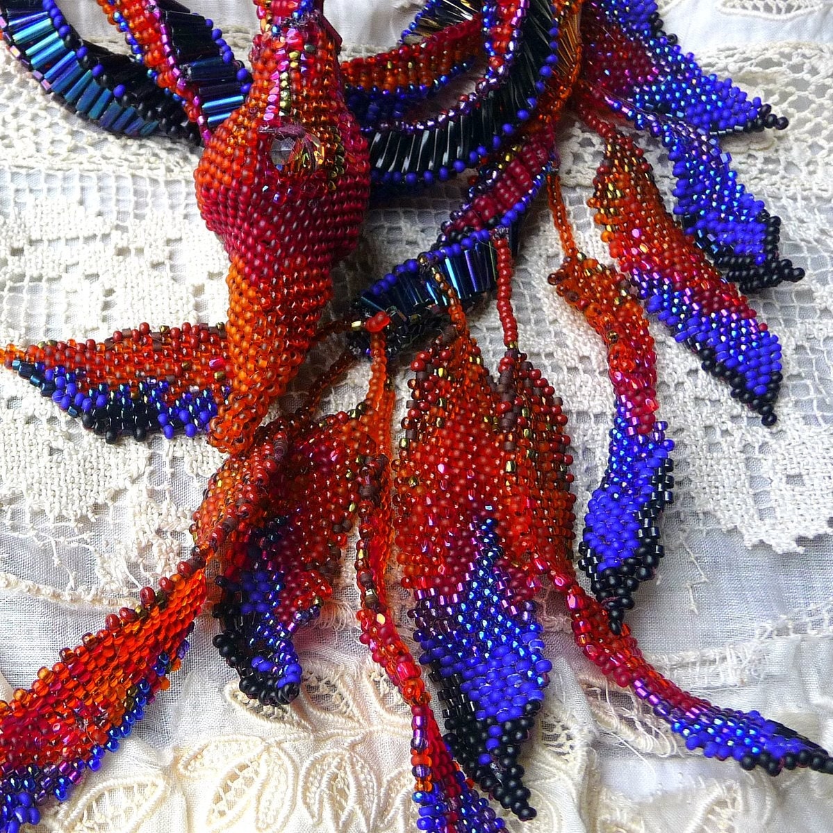Fiery Phoenix Beadwoven Lariat
