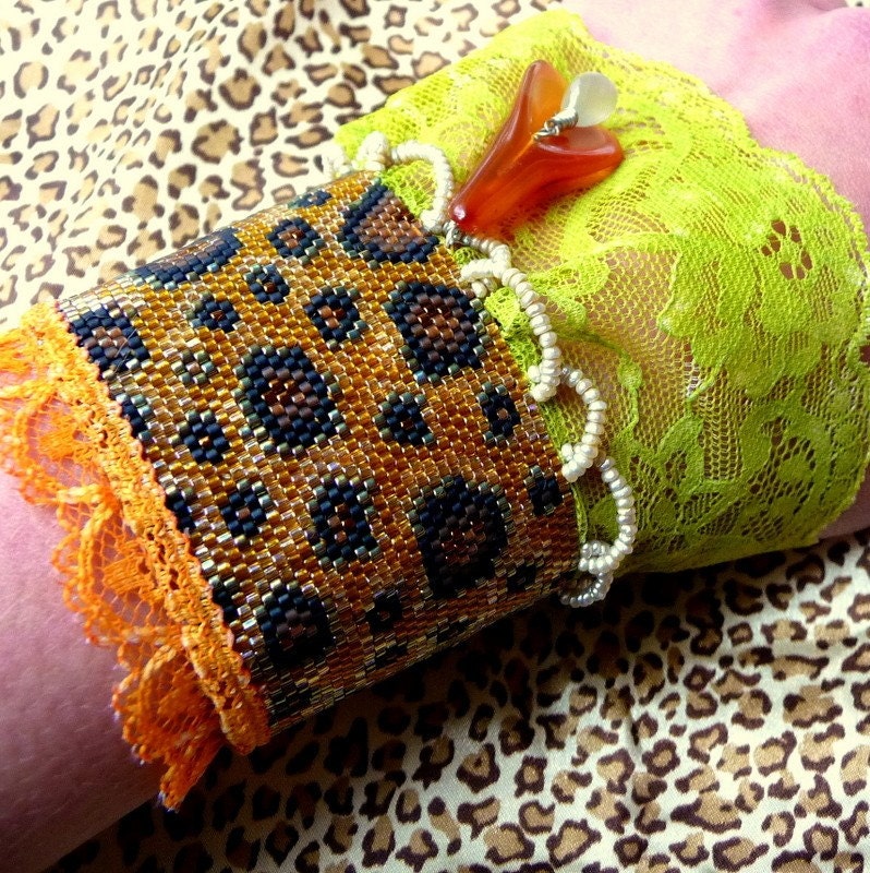 Big Top Leopard Beaded Wrist Cuff