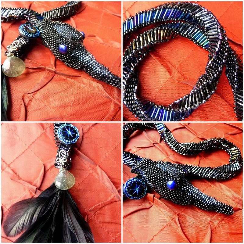 Quoth the Raven - Beadwoven Necklace