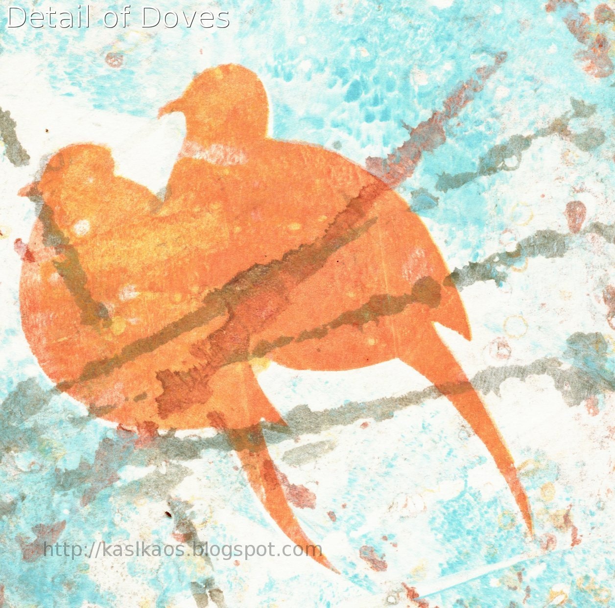 Mourning Doves Abstract Gelatin Print Original Art on 8" x 10" Stonehenge Paper