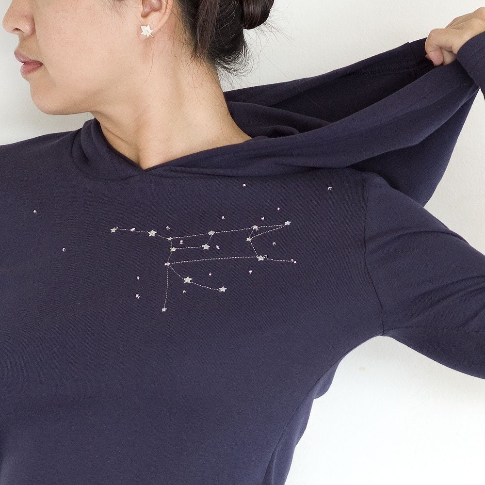Hoodie in Navy Blue- The Great Bear constellation-size Large