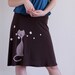 Chocolate Brown A-line Knee Length skirt . Plus Size Jersey Skirt -Sniffing Kitty - size Extra Large