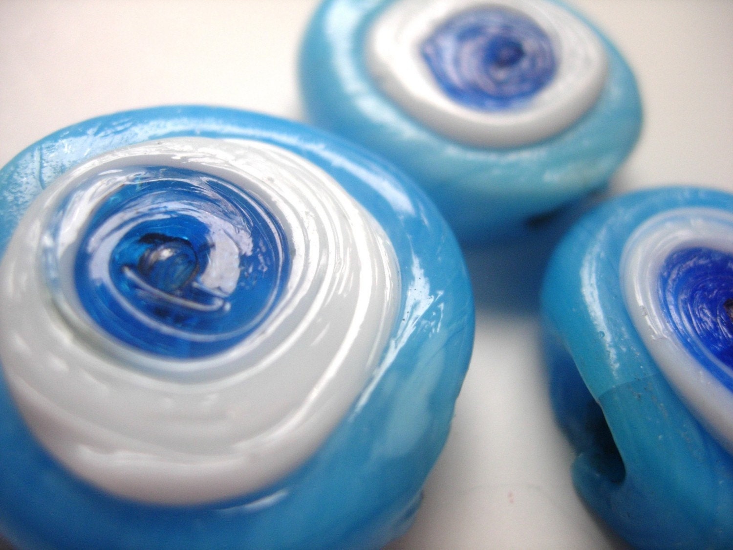 Aqua Evil Eye Beads - 3 pieces in a bag