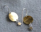 Handmade Mix Metal Judaica Earrings, Star of David Charms