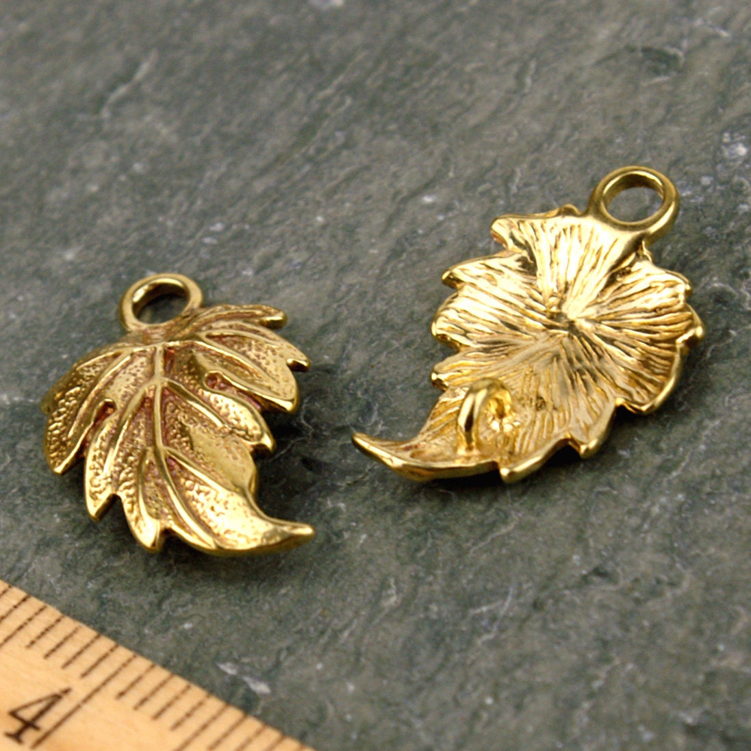 Solid Brass Leaf Charm Earring Connector be01(4pcs)
