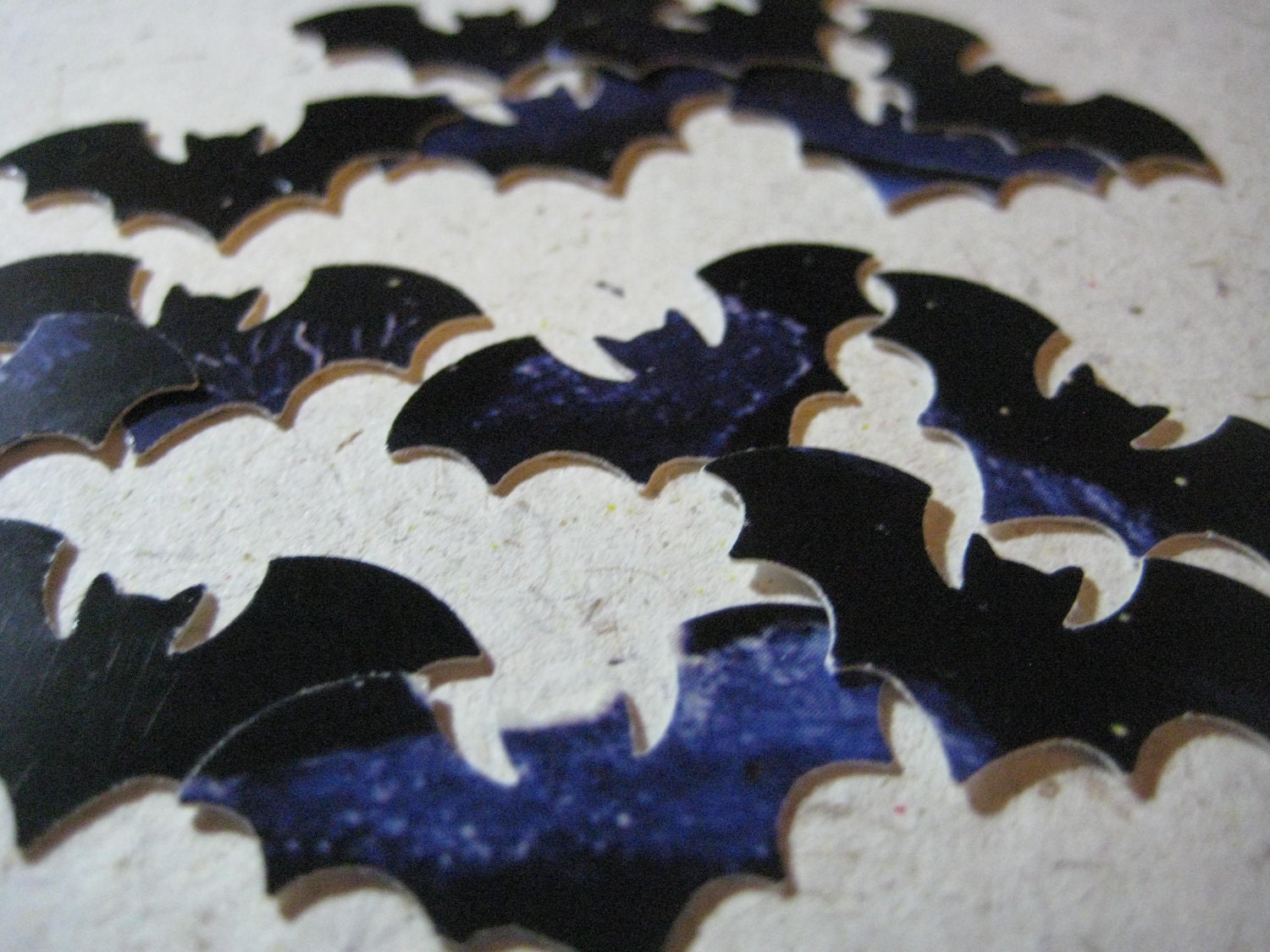 Spooky Bat Die Cuts Full Moon Blue and Black