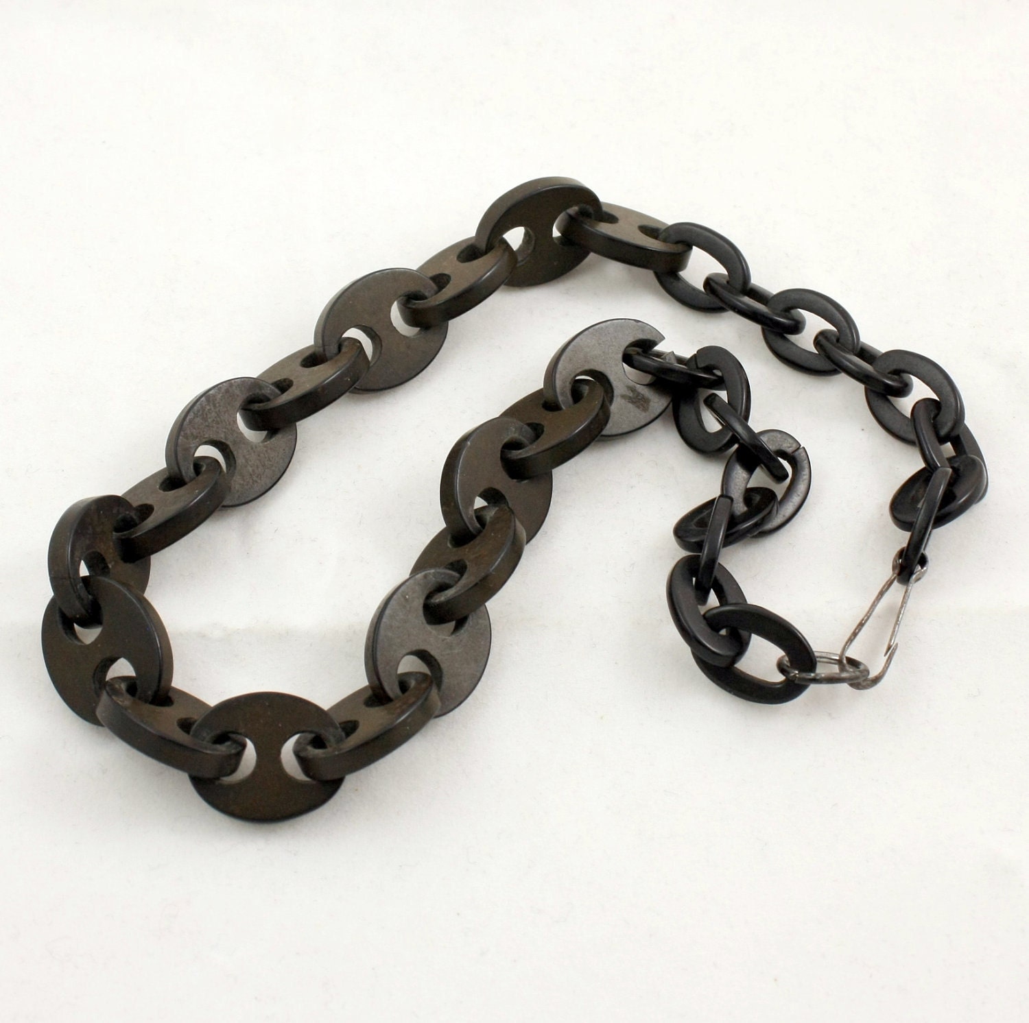 Antique Victorian Vulcanite Mourning Necklace Chain