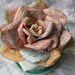 Handmade Paper Rose Vintage Map paper Sherbet shades San Diego Talladega for pin or clip