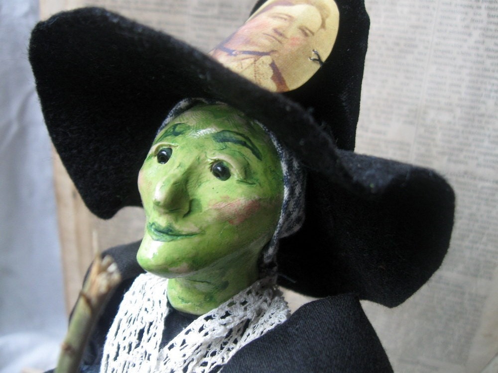 Handmade Folk Art Halloween Witch doll art doll OOAK Polymer Florine