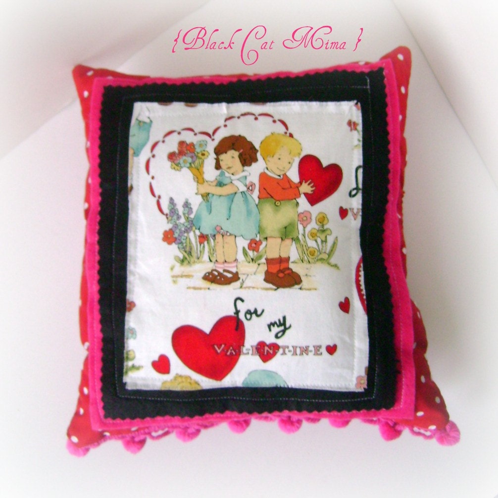 For My Valentine Nostalgia Boy and Girl Toss Pillow