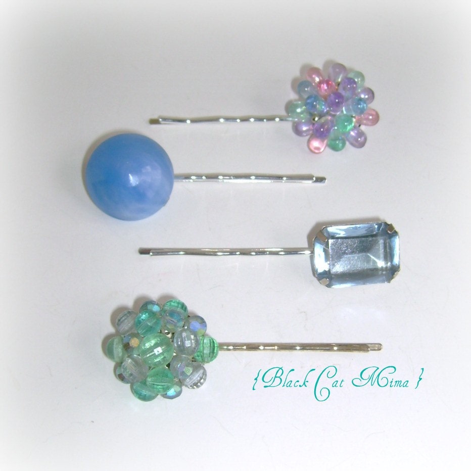 Water Lily Blossoms Vintage Flower Hairpins Bobby Pins