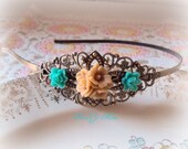 les Petite Fleurs Cafe au Lait Flowers Headband