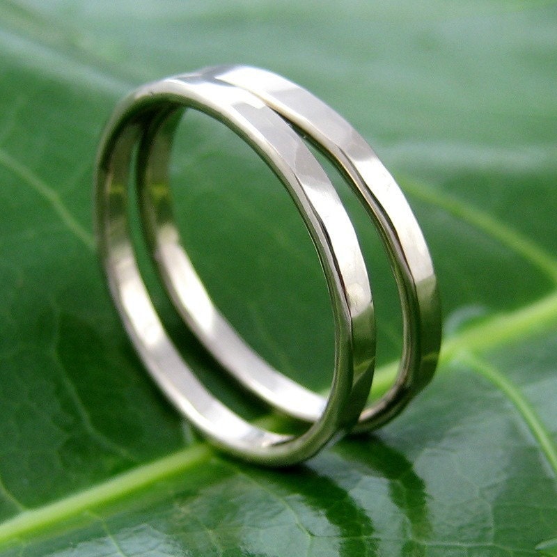 Double White, 14k Palladium White Hand Forged Stackable Bumper Band Rings 2mm sizes 3 through 6, any size available, Sea Babe Jewelry