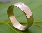 14K Rose Gold Mens Wedding Band, 5mm Wide Ring, Hammered, size 8.25 through 10, any size available