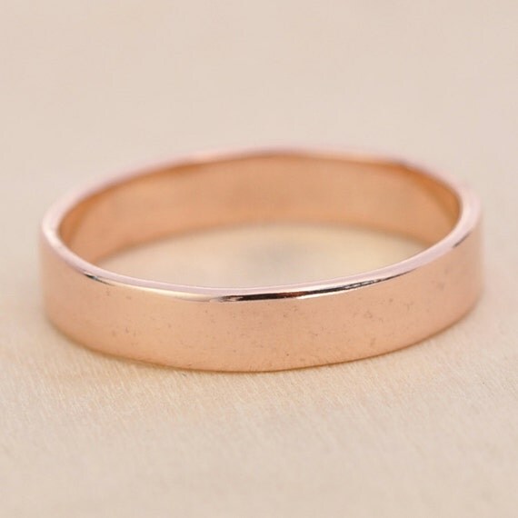 14K Rose Gold Wedding Band 4mm Plain Smooth Gold by seababejewelry