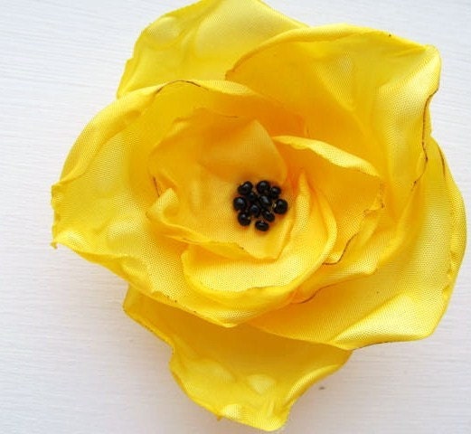 Lemon blossom - taffeta flower hair clip or brooch