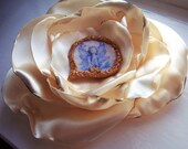 Wearable art - Dainty Hand sculpted Picture Brooch with Satin Rose Petals - One Of A Kind