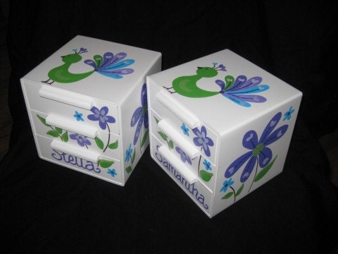 jewelry box bow holder purple peacock