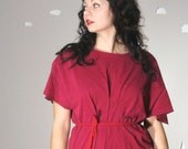 Eco chic tunic top pleated cotton sheath CHERRY CRUSH