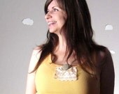 Embellished lacy eco tank top in yellow cotton medium FRILLS & THRILLS