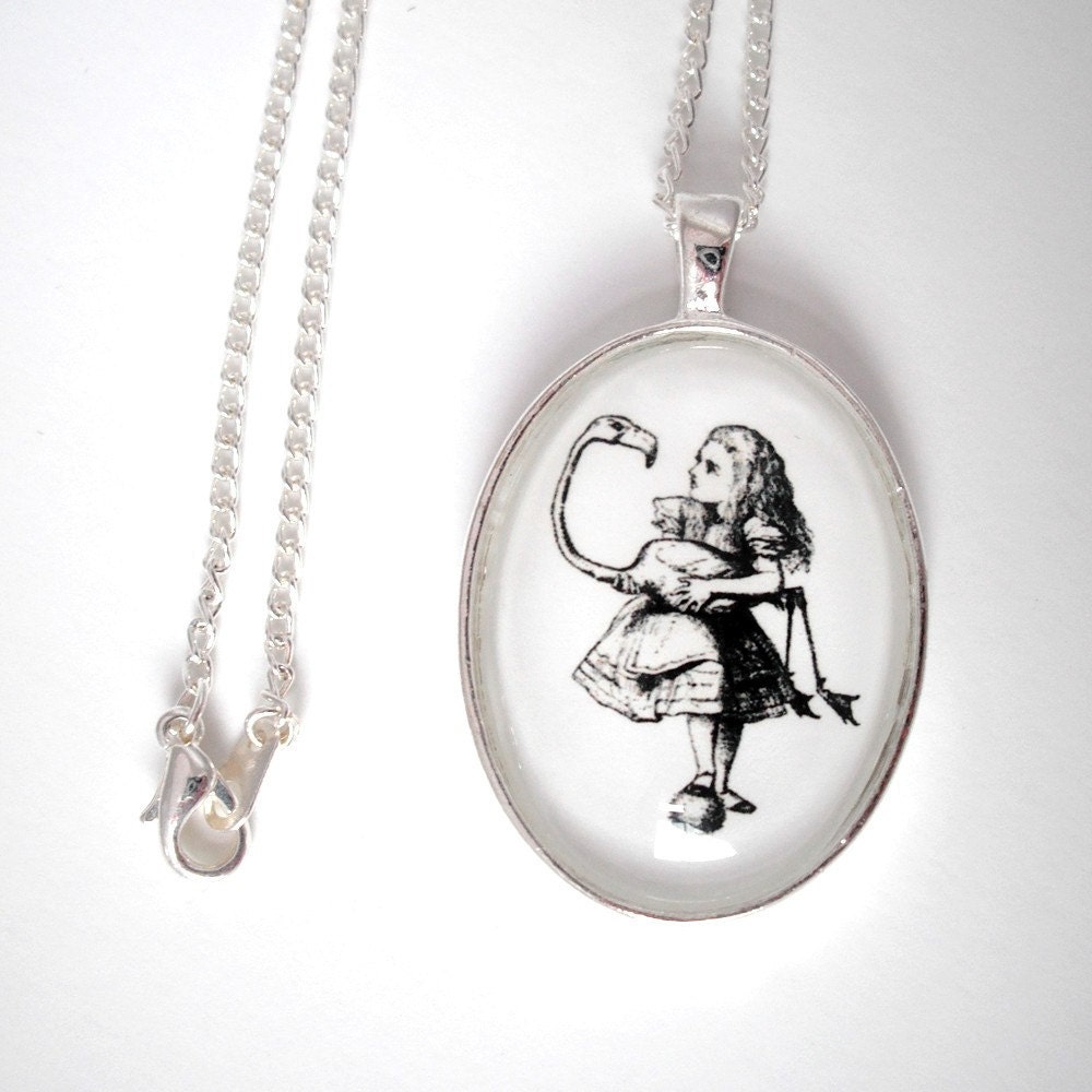 Can You Play Croquet Alice In Wonderland Silver Pendant Necklace