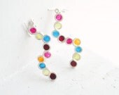 Jewel Tone Bubble Earrings, Sterling Silver, Paper Jewelry, Artisan Wearable Art...