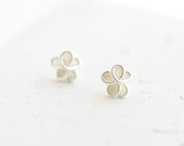 5mm White Forget Me Not Post Earrings in Sterling Silver, Wedding Anniversary Bridal Wedding Jewelry